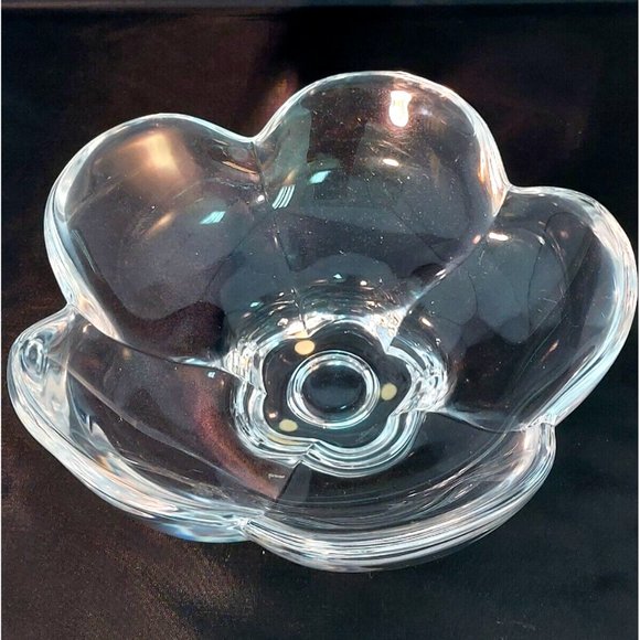 Orrefors Pomona 5 Lobe Lotus Crystal Bowl signed 7 1/2" by 3.5' Tall - Picture 1 of 5